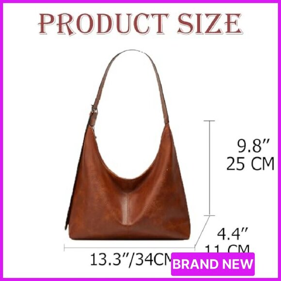 Large Vegan Leather Hobo Bag Slouchy Tote Minimal Chic Travel Shoulder - Picture 7 of 7